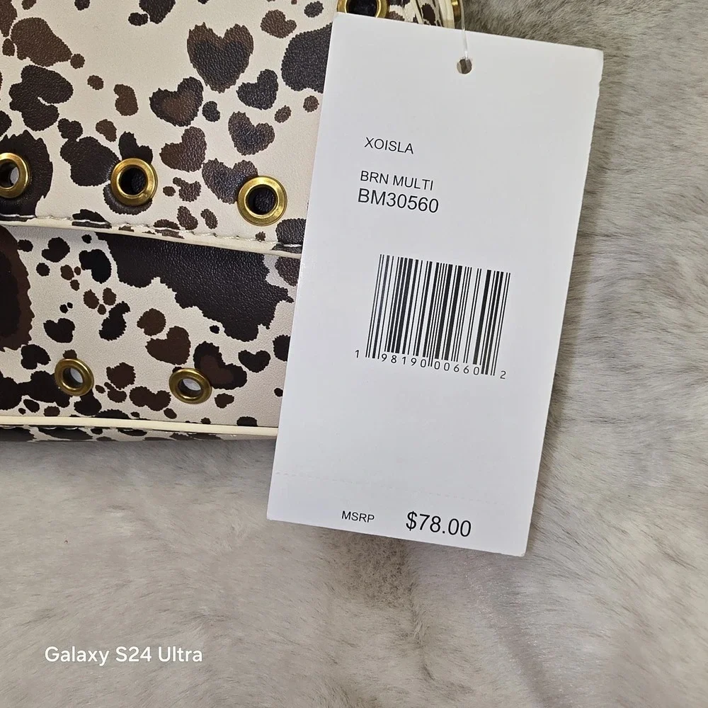 Betsey Johnson Y2K Brown Multi Cow‎ Heart Print Shoulder Bag Purse NWT - Picture 5 of 8